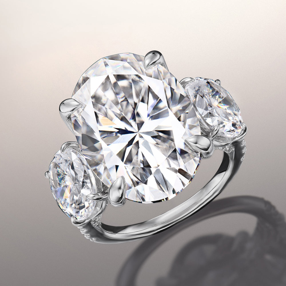 The O'Keefe Ring with Oval Cut Diamond in 14KT Platinum view 2
