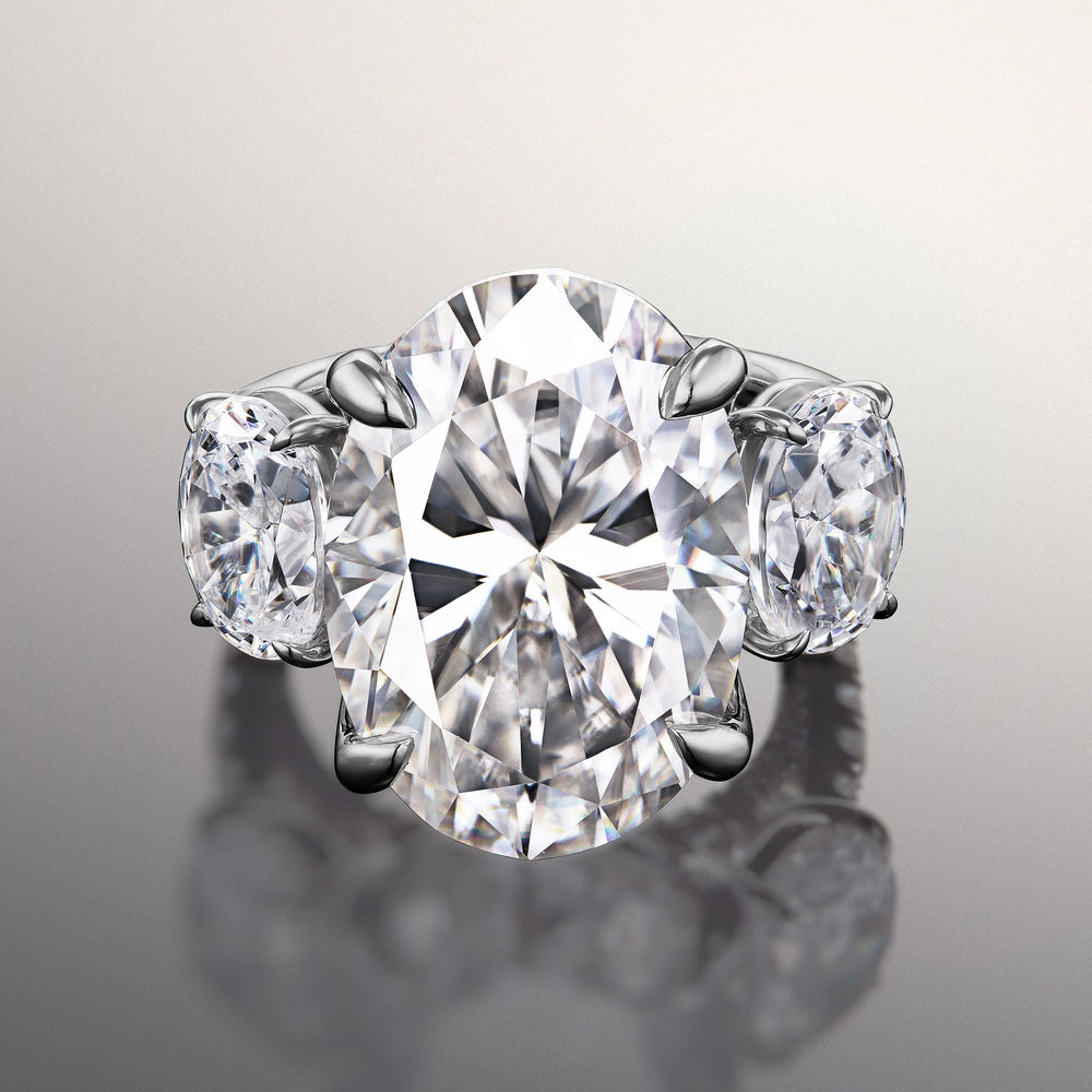 The O'Keefe Ring with Oval Cut Diamond in 14KT Platinum view 1
