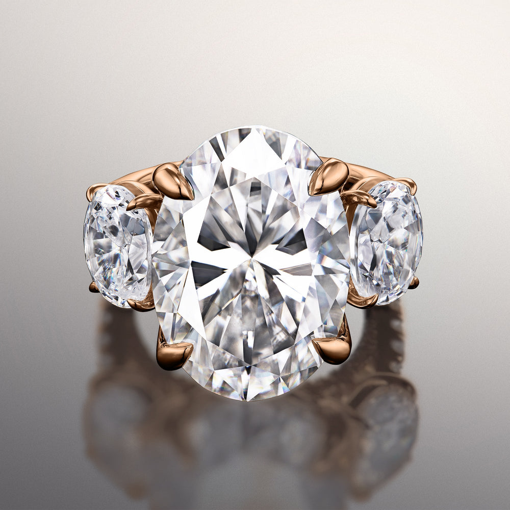The O'Keefe Ring with Oval Cut Diamond in 14KT Rose Gold view 1
