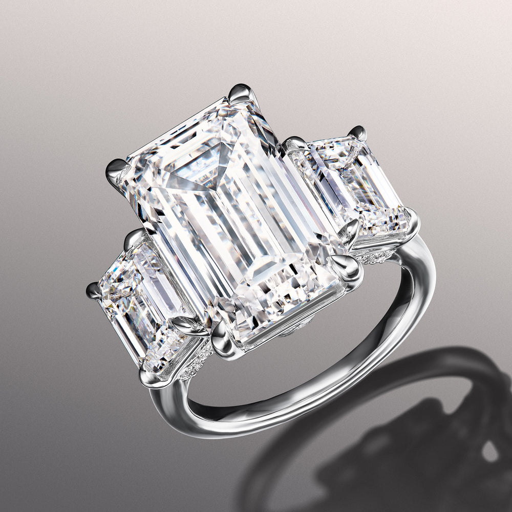 The Lawrence Ring with Emerald Cut Diamond in 14KT Platinum view 2

