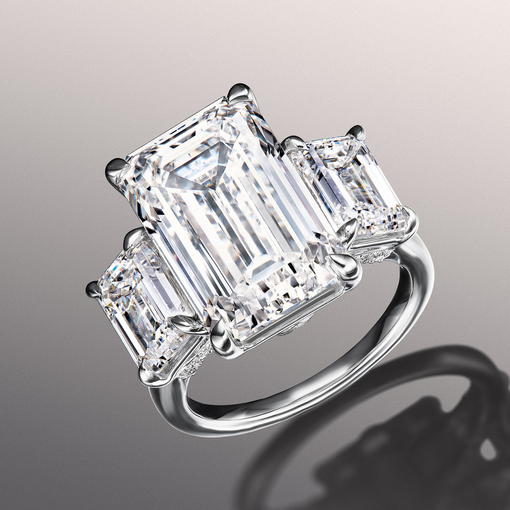 The Lawrence Reserve Rings with Emerald Cut Diamond in 14KT Platinum view 2

