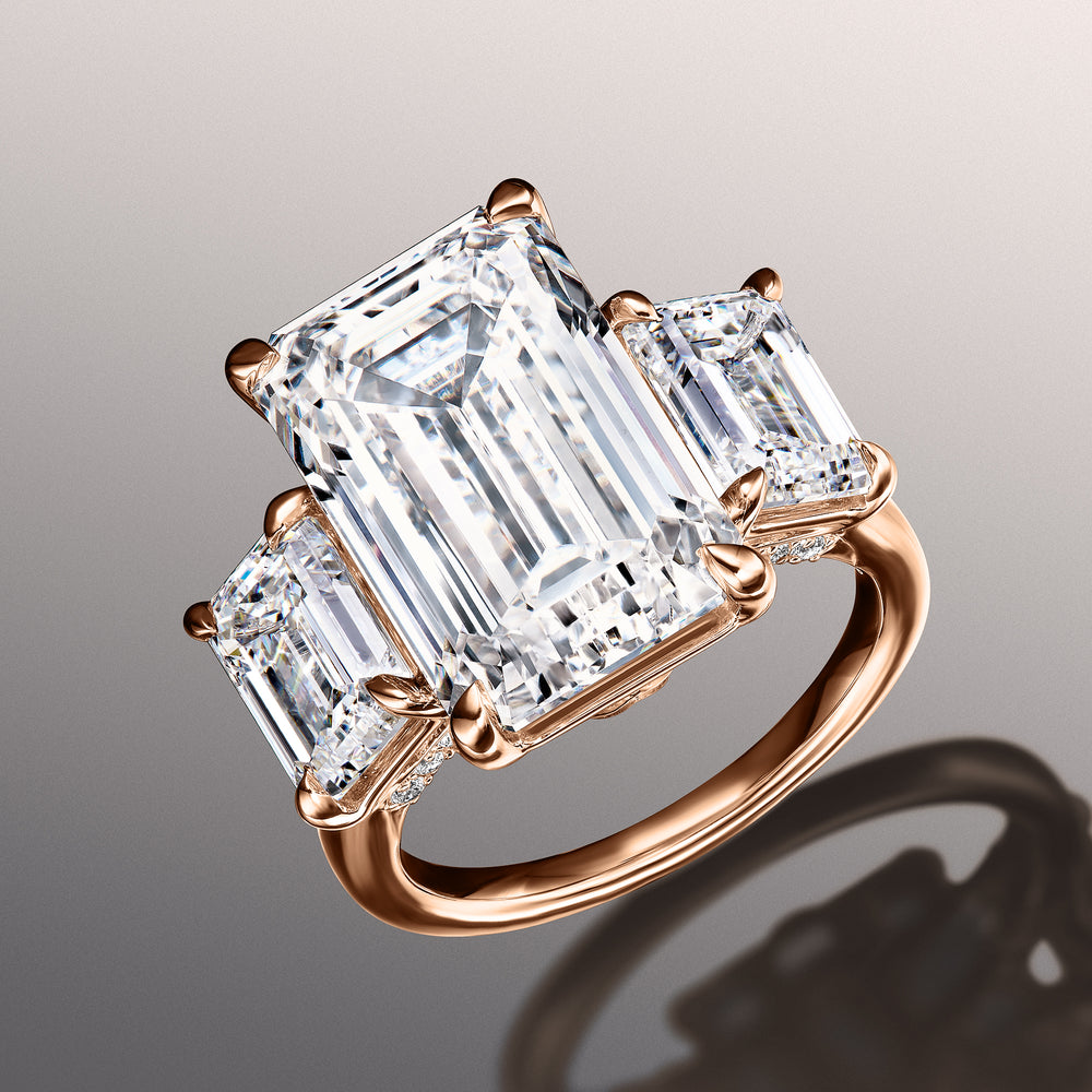The Lawrence Reserve Rings with Emerald Cut Diamond in 14KT Rose Gold view 2
