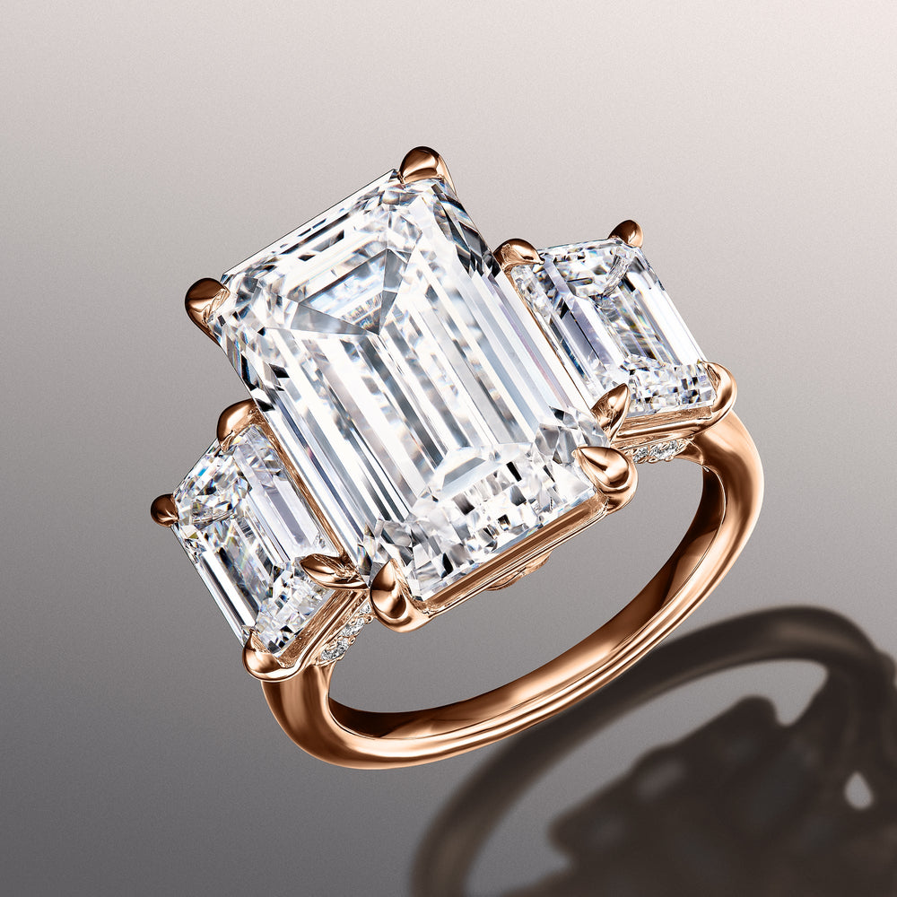 The Lawrence Ring with Emerald Cut Diamond in 14KT Rose Gold view 2
