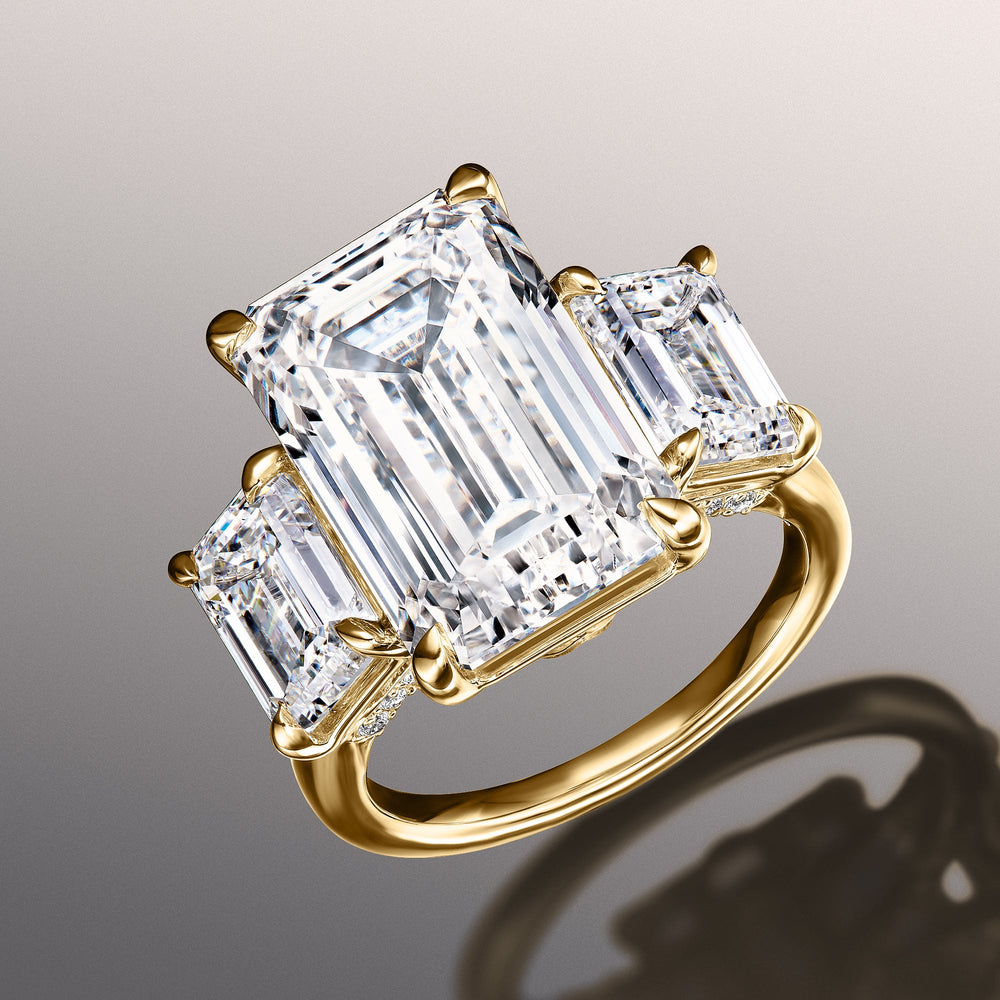 The Lawrence Ring with Emerald Cut Diamond in 14KT Yellow Gold view 2
