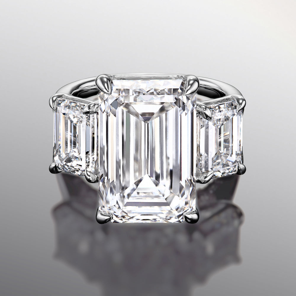 The Lawrence Ring with Emerald Cut Diamond in 14KT Platinum view 1
