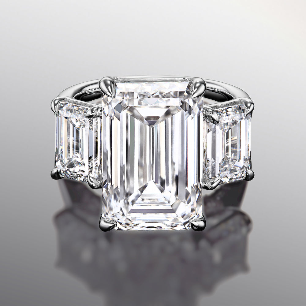 The Lawrence Reserve Rings with Emerald Cut Diamond in 14KT Platinum view 1
