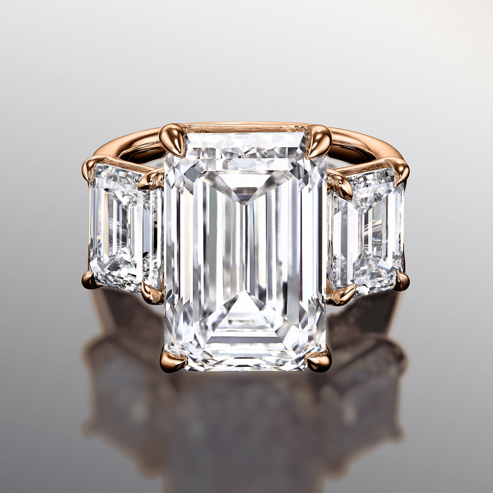 The Lawrence Ring with Emerald Cut Diamond in 14KT Rose Gold view 1

