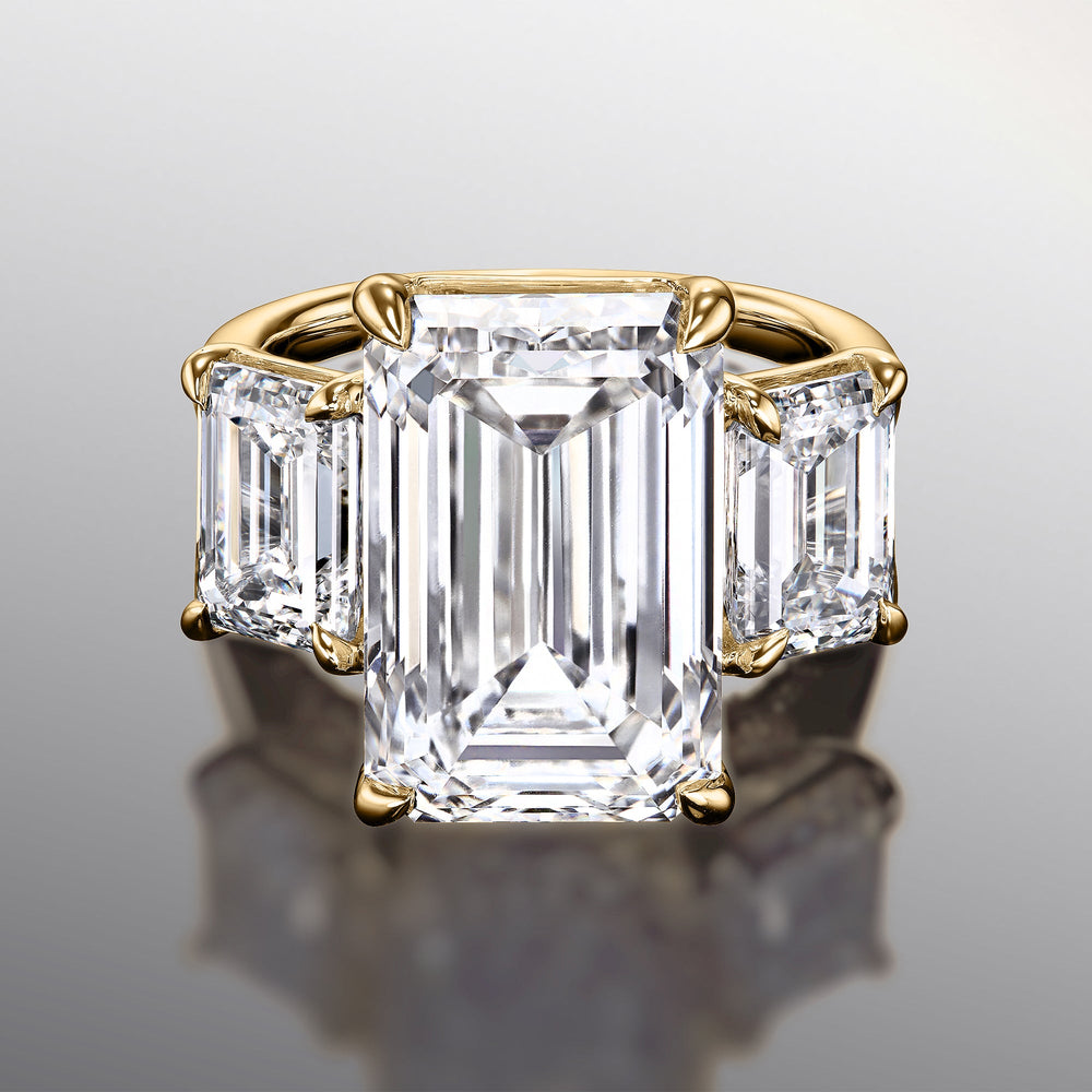 The Lawrence Ring with Emerald Cut Diamond in 14KT Yellow Gold view 1
