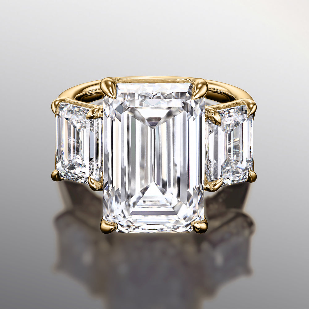 The Lawrence Reserve Rings with Emerald Cut Diamond in 14KT Yellow Gold view 1
