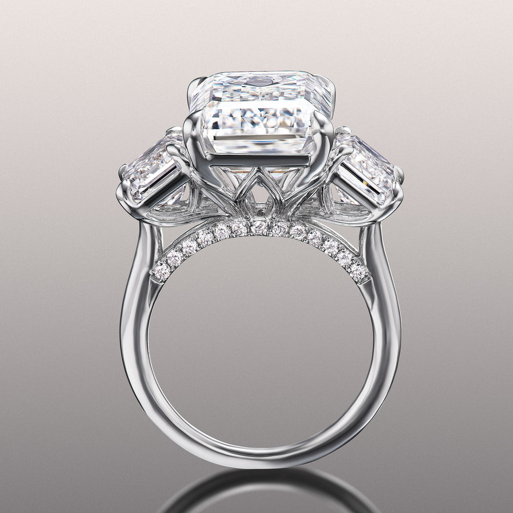 The Lawrence Ring with Emerald Cut Diamond in 14KT Platinum view 3
