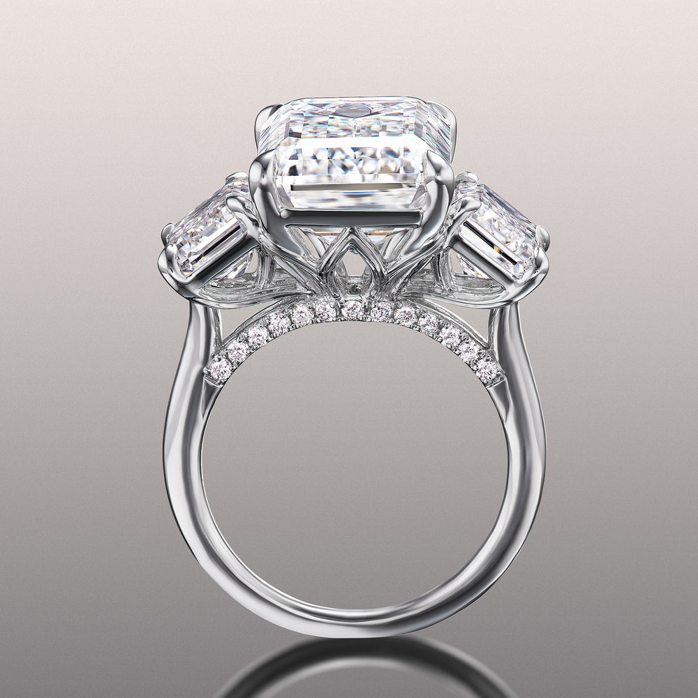 The Lawrence Reserve Rings with Emerald Cut Diamond in 14KT Platinum view 3

