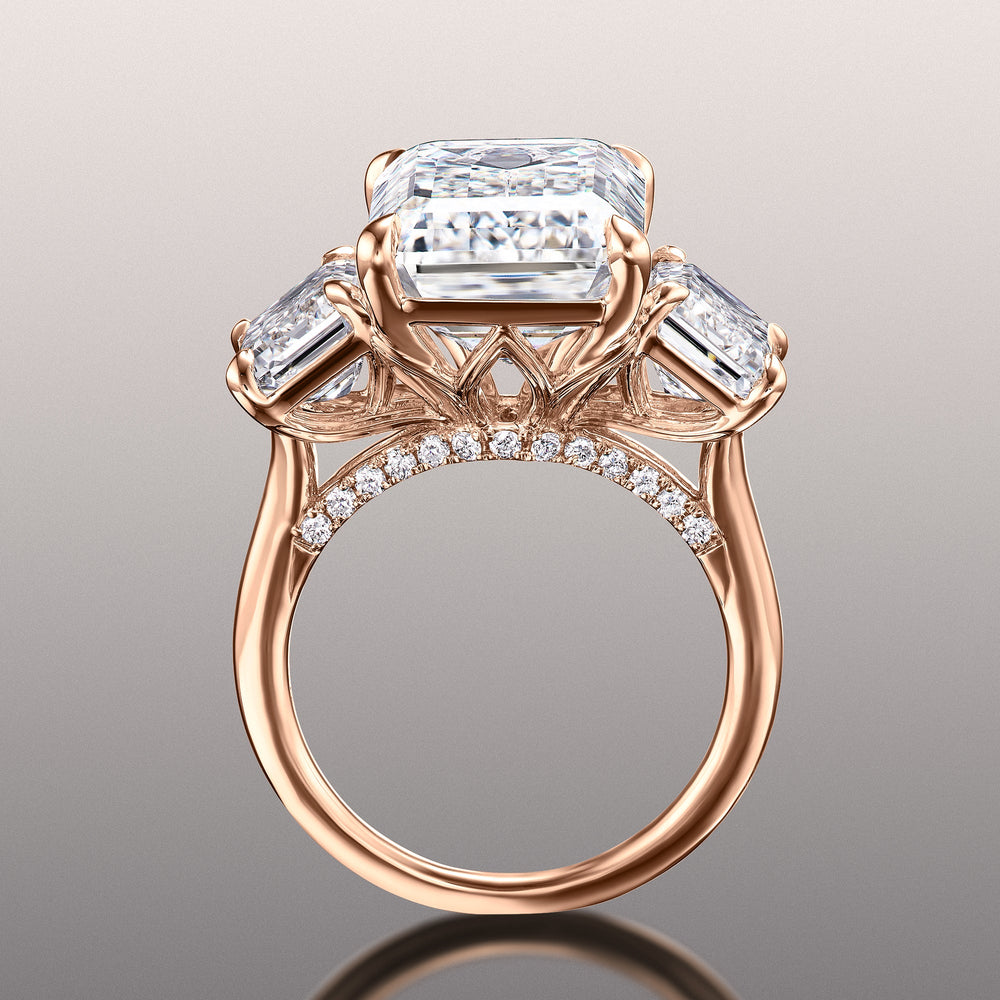 The Lawrence Ring with Emerald Cut Diamond in 14KT Rose Gold view 3
