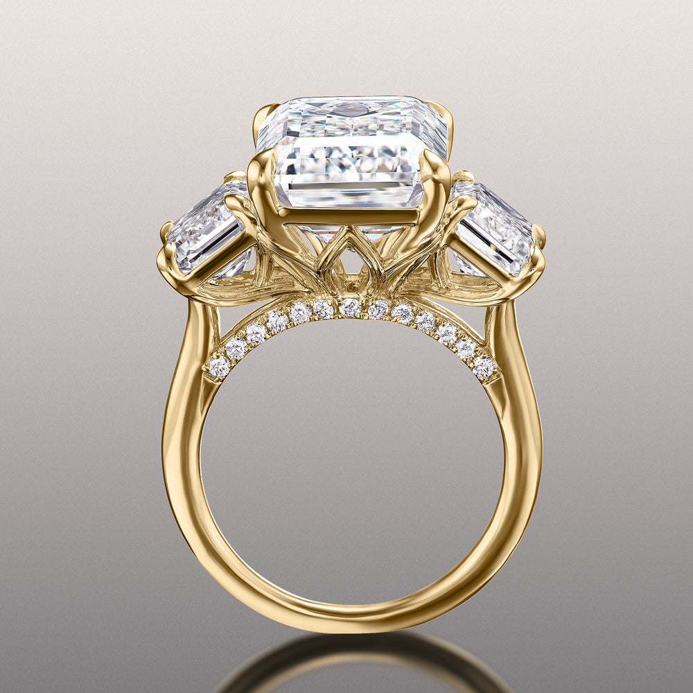 The Lawrence Ring with Emerald Cut Diamond in 14KT Yellow Gold view 3
