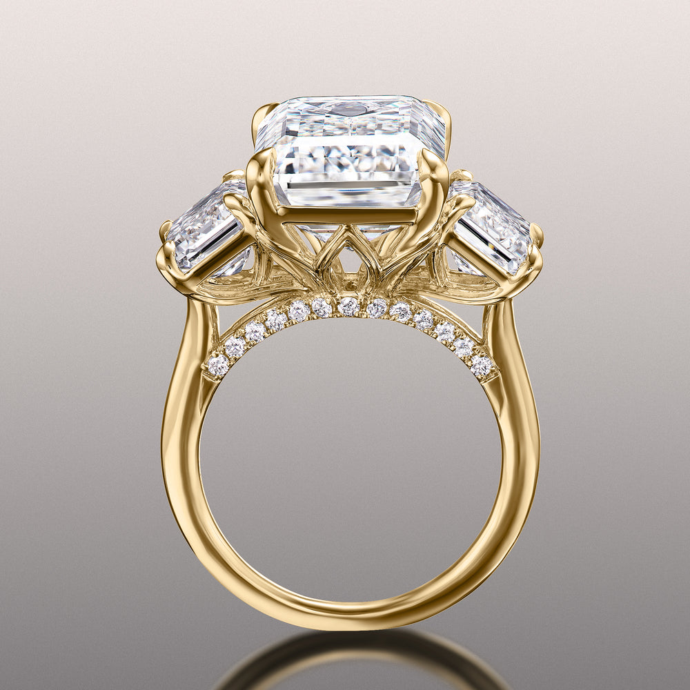 The Lawrence Reserve Rings with Emerald Cut Diamond in 14KT Yellow Gold view 3
