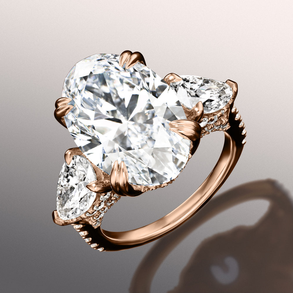 The Matisse Ring with Oval Cut Diamond in 14KT Rose Gold view 2
