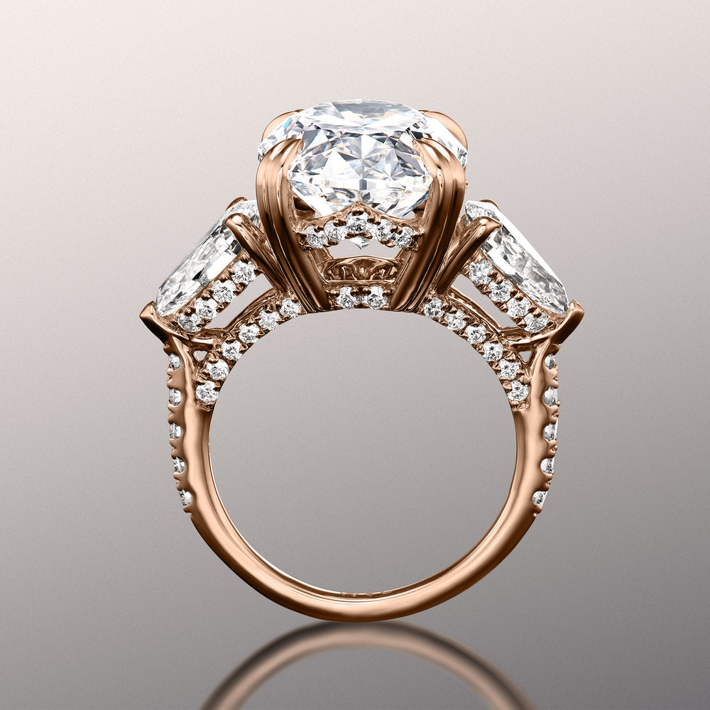 The Calder Ring with Oval Cut Diamond in 14KT Rose Gold view 3
