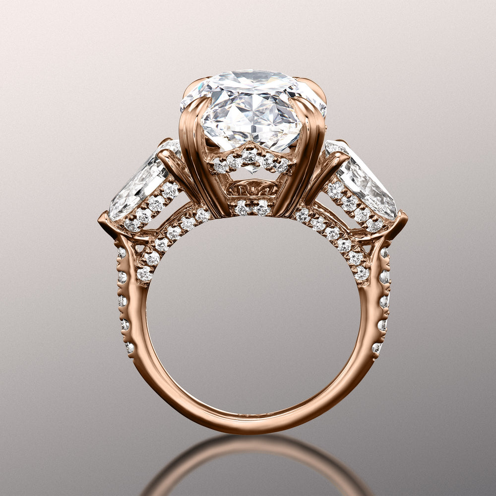The Matisse Ring with Oval Cut Diamond in 14KT Rose Gold view 3

