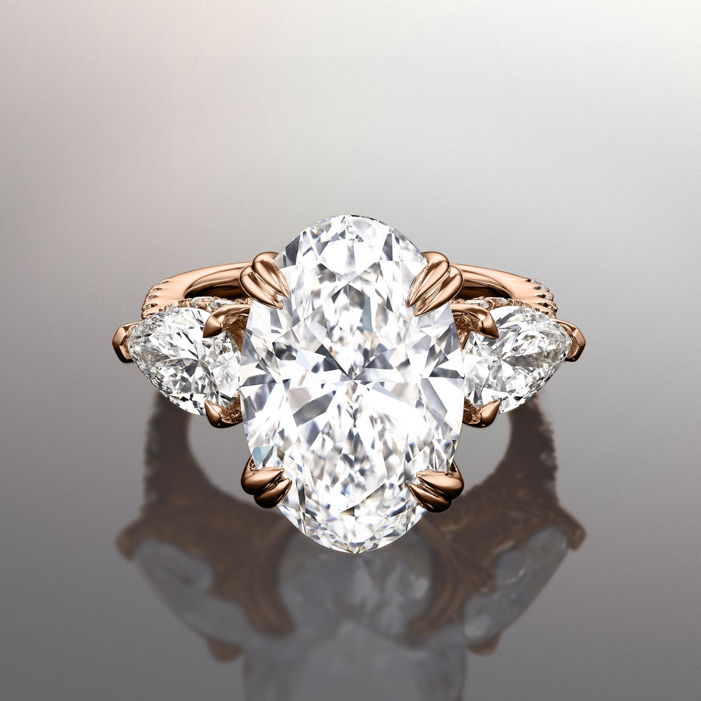 The Matisse Ring with Oval Cut Diamond in 14KT Rose Gold view 1
