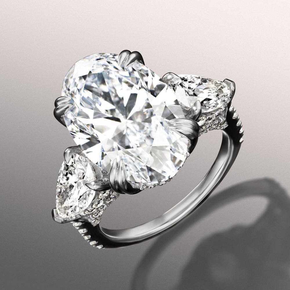 Oval Cut The Calder Ring with Lab Grown Diamond in 14KT White Gold view 2
