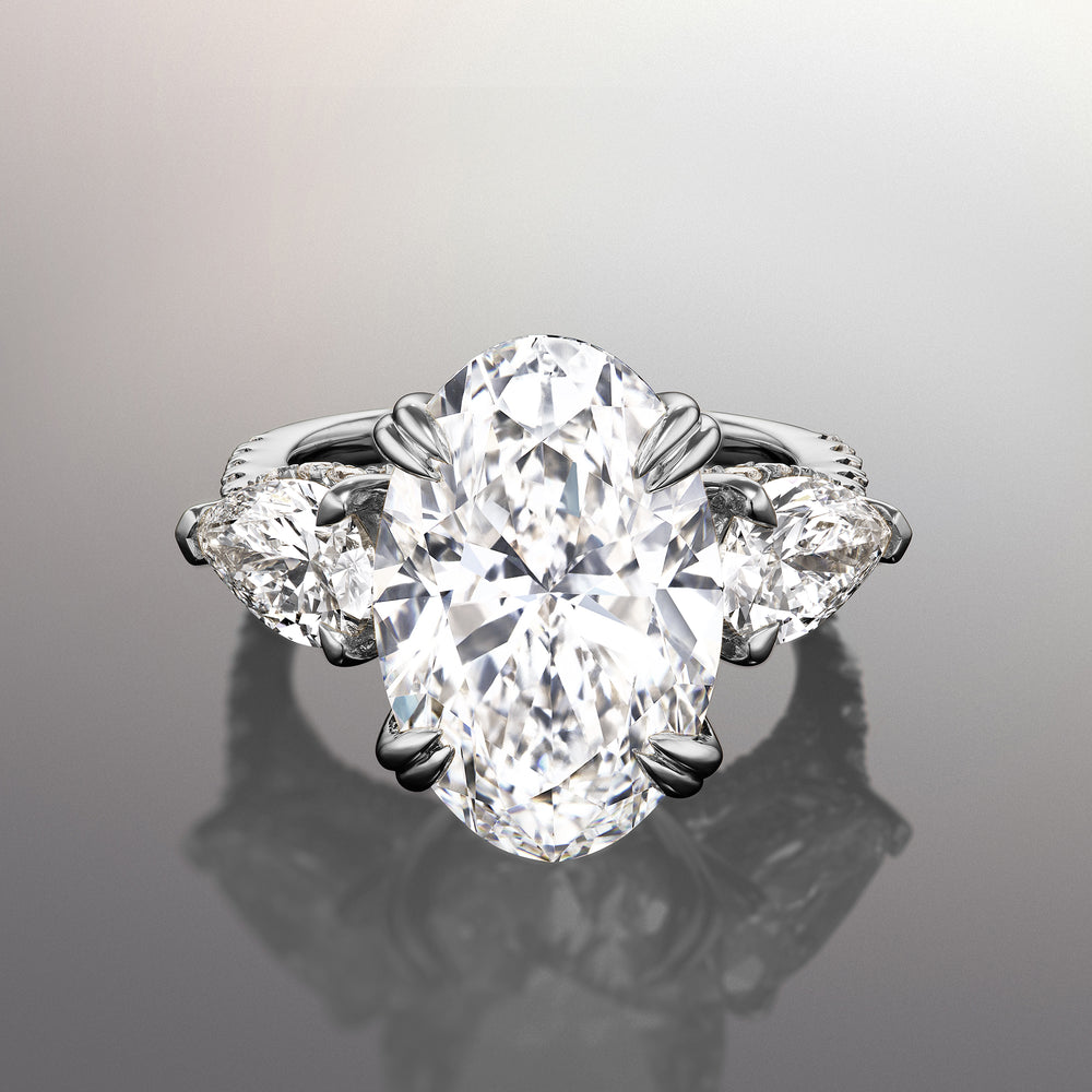 The Calder Ring with Oval Cut Diamond in 14KT White Gold view 1
