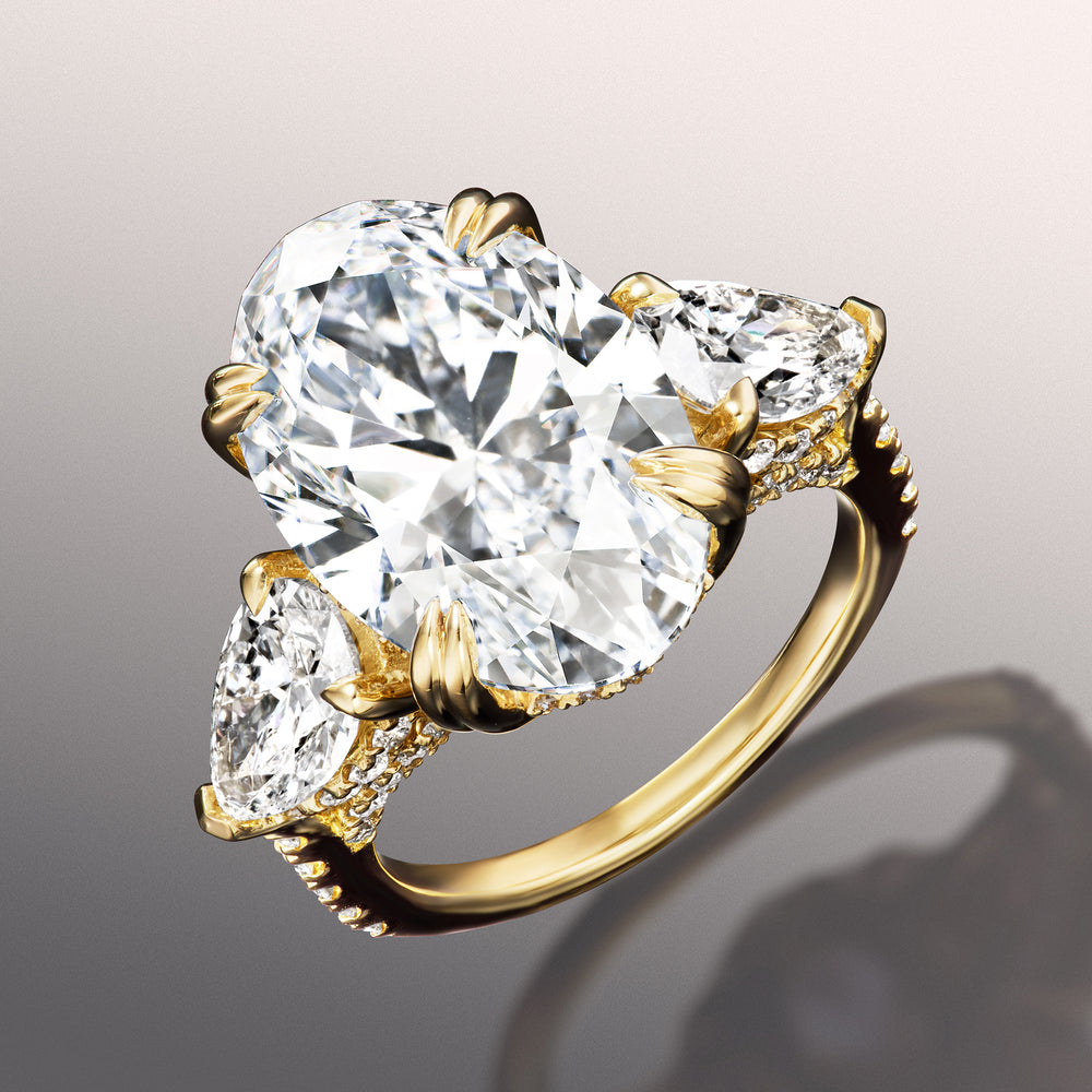 The Calder Ring with Oval Cut Diamond in 14KT Yellow Gold view 2
