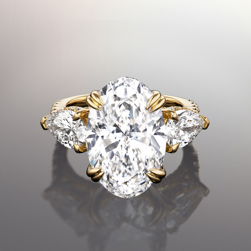 The Calder Ring with Oval Cut Diamond in 14KT Yellow Gold view 1
