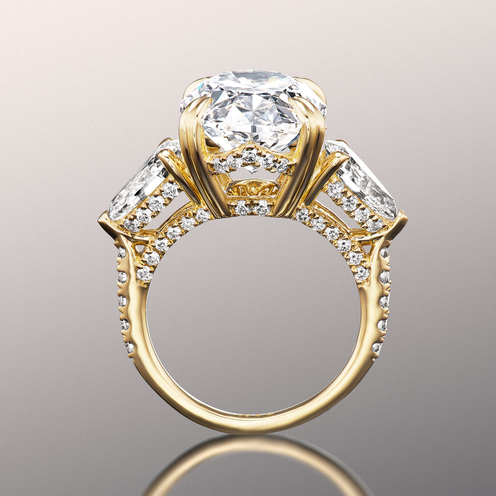 The Calder Ring with Oval Cut Diamond in 14KT Yellow Gold view 3

