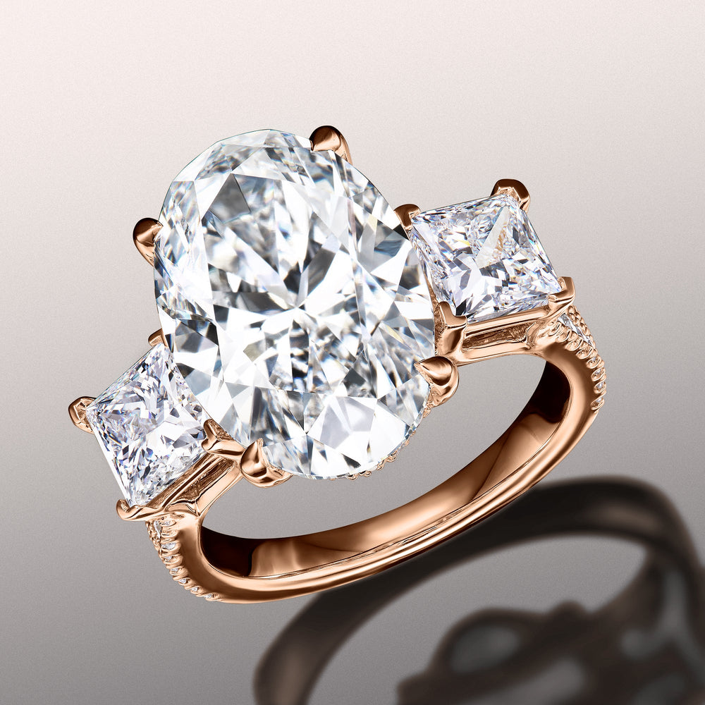 The Giotto Ring with Oval Cut Diamond in 14KT Rose Gold view 2

