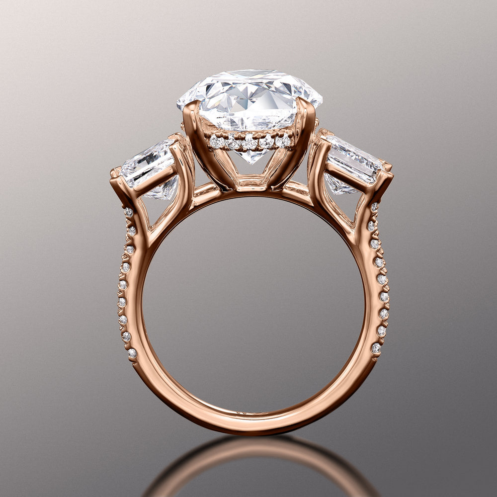 The Giotto Ring with Oval Cut Diamond in 14KT Rose Gold view 3
