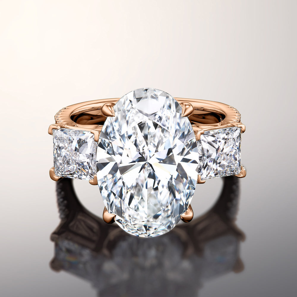 The Giotto Ring with Oval Cut Diamond in 14KT Rose Gold view 1
