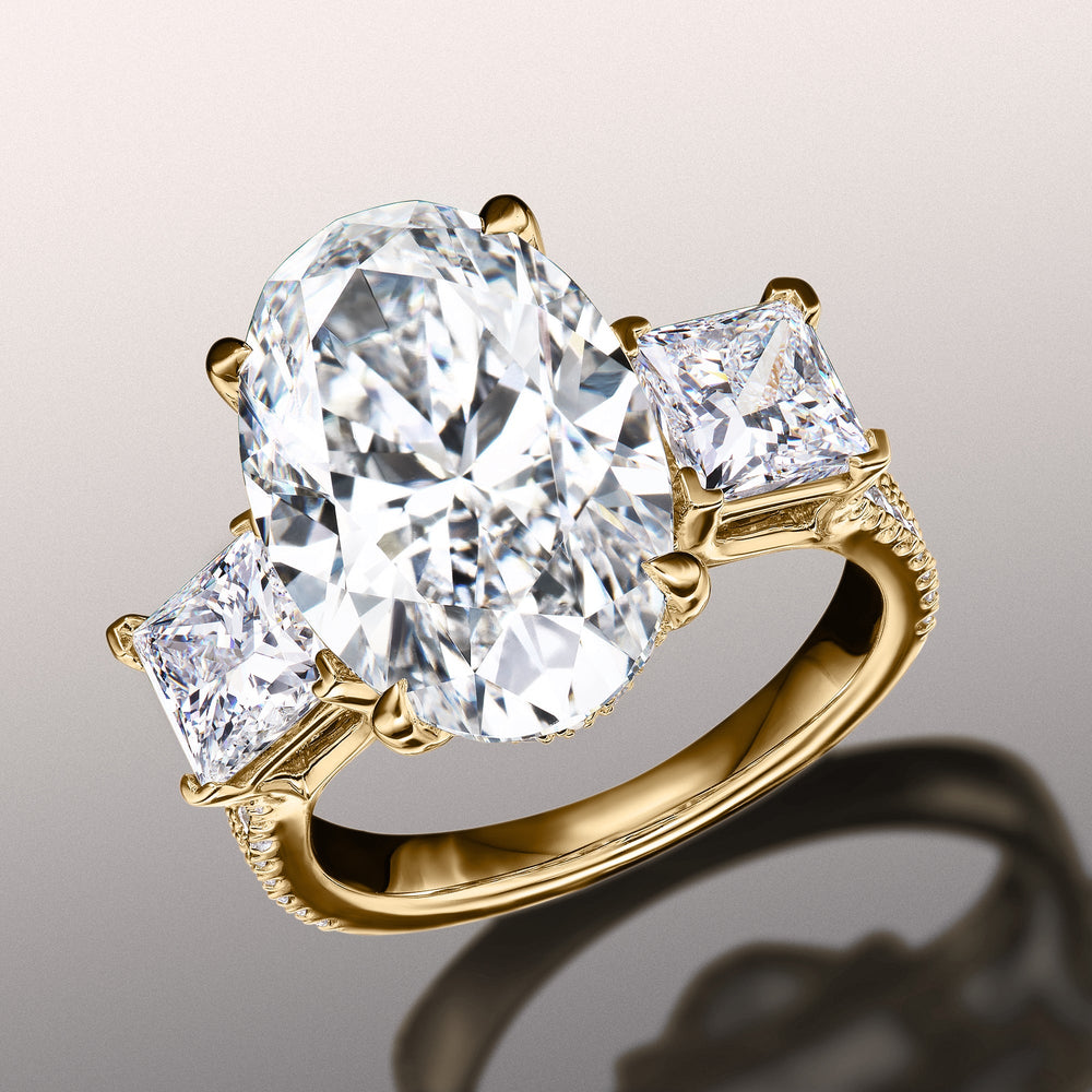 The Giotto Ring with Oval Cut Diamond in 14KT Yellow Gold view 2
