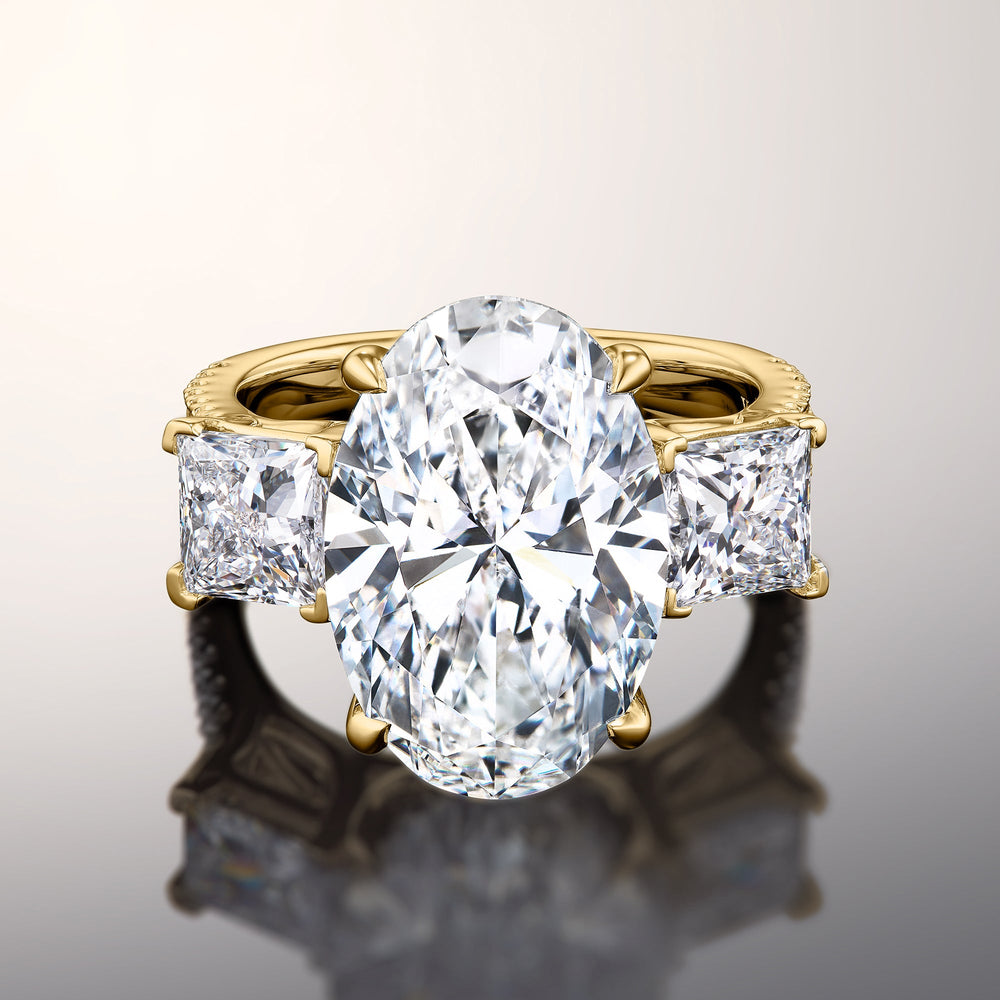 The Giotto Ring with Oval Cut Diamond in 14KT Yellow Gold view 1

