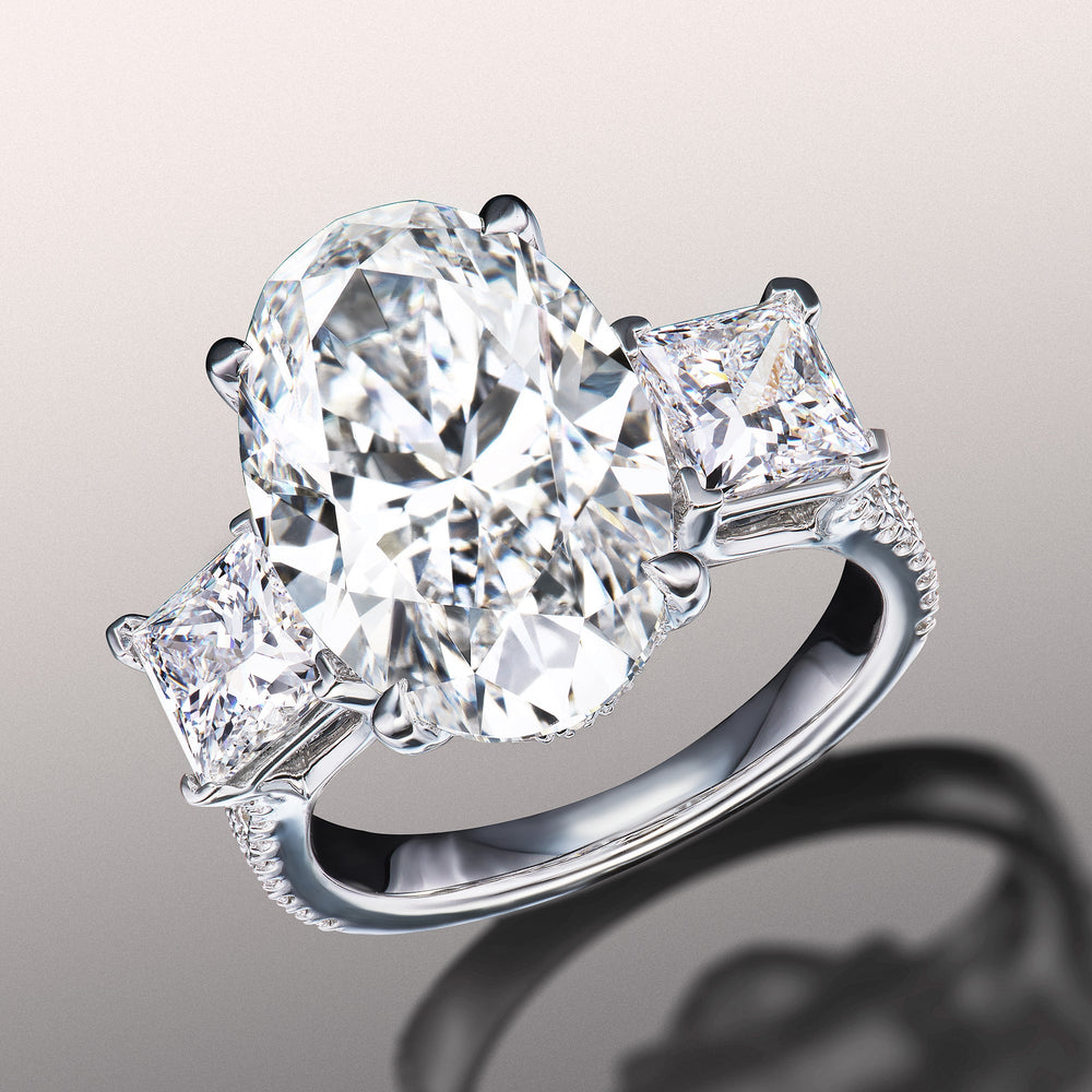 The Giotto Ring with Oval Cut Diamond in 14KT Platinum view 2
