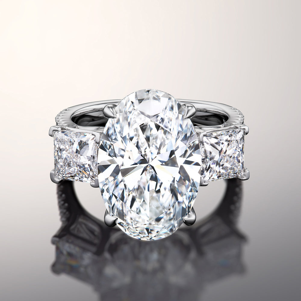 The Giotto Ring with Oval Cut Diamond in 14KT Platinum view 1
