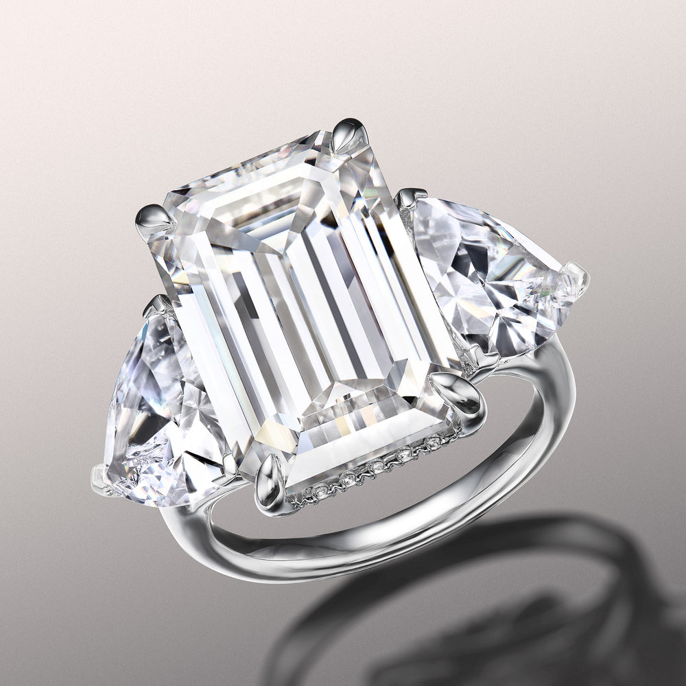 The Michelangelo Reserve Rings with Emerald Cut Diamond in 14KT Platinum view 2
