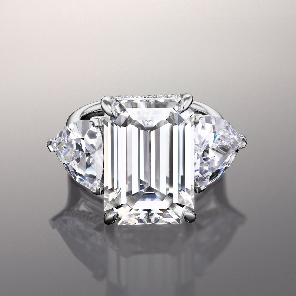 The Michelangelo Reserve Rings with Emerald Cut Diamond in 14KT Platinum view 1
