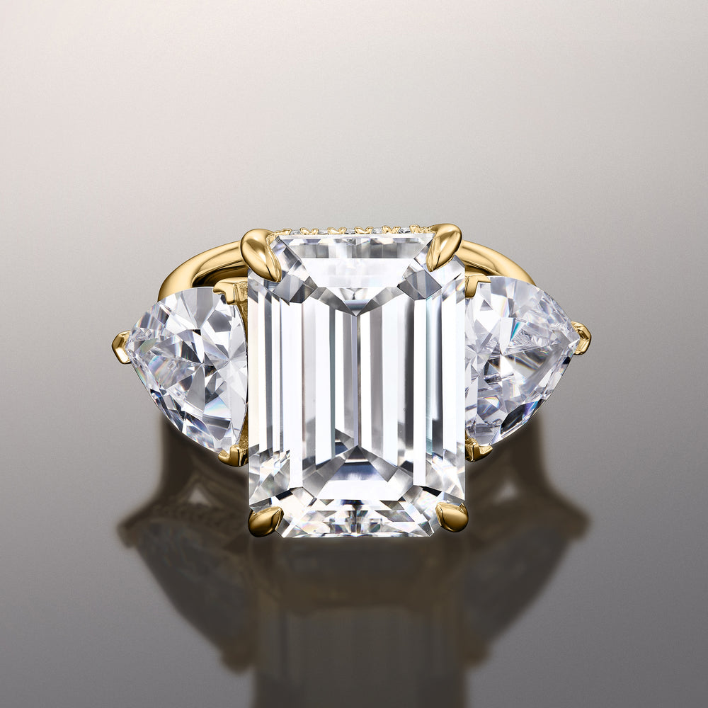 The Michelangelo Reserve Rings with Emerald Cut Diamond in 14KT Yellow Gold view 1
