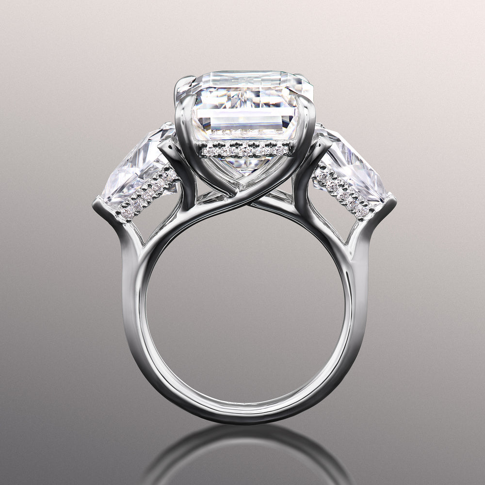 The Michelangelo Reserve Rings with Emerald Cut Diamond in 14KT Platinum view 3

