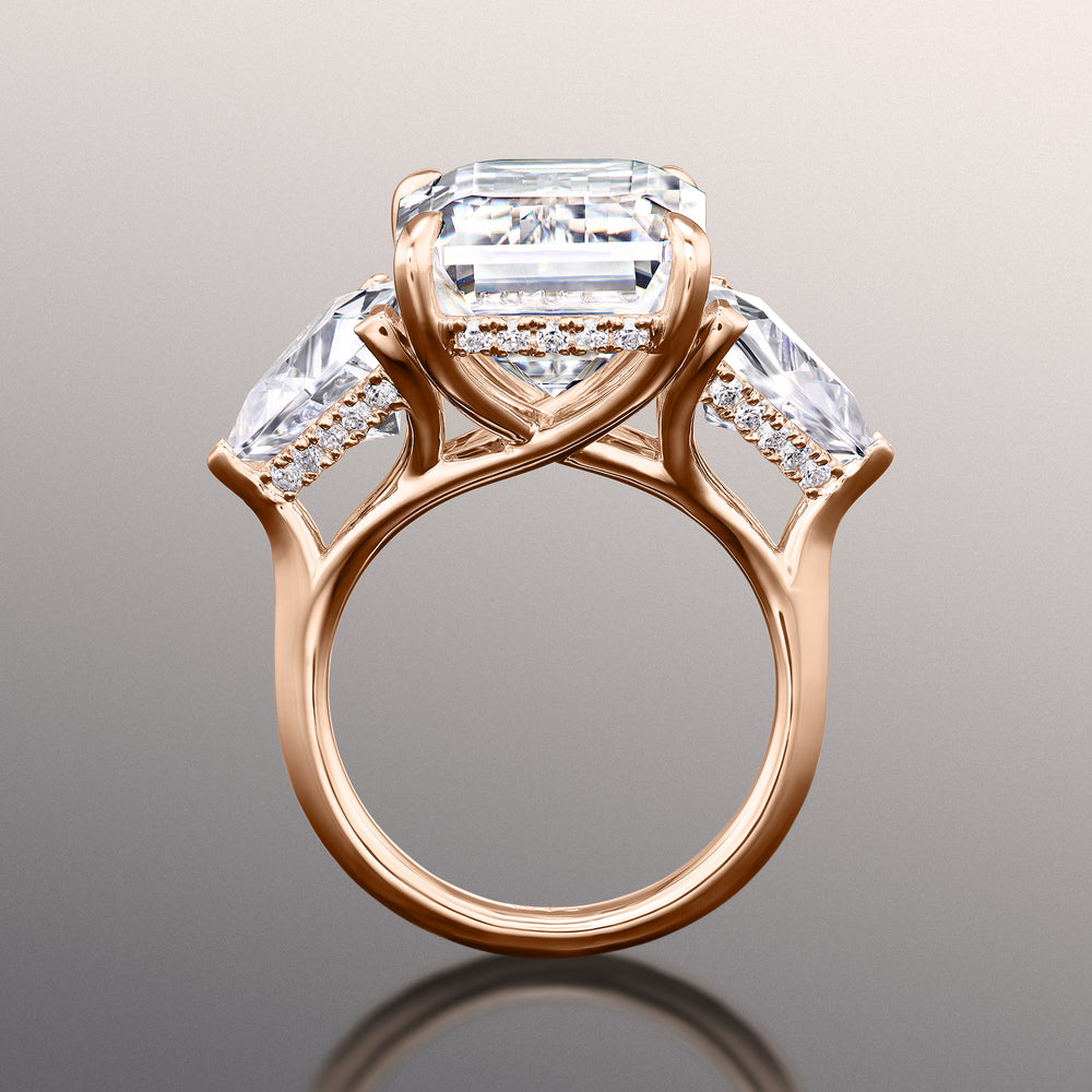The Michelangelo Reserve Rings with Emerald Cut Diamond in 14KT Rose Gold view 3
