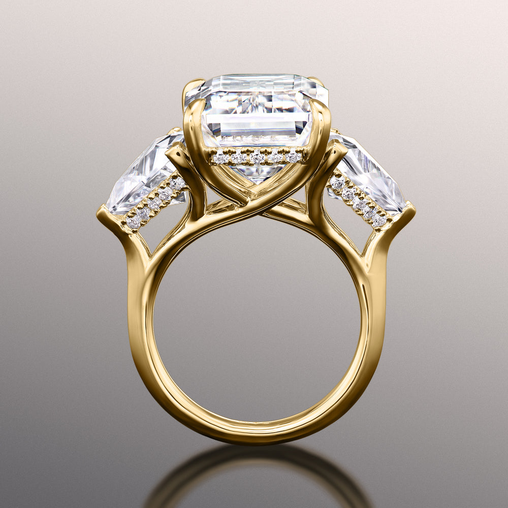 The Michelangelo Reserve Rings with Emerald Cut Diamond in 14KT Yellow Gold view 3
