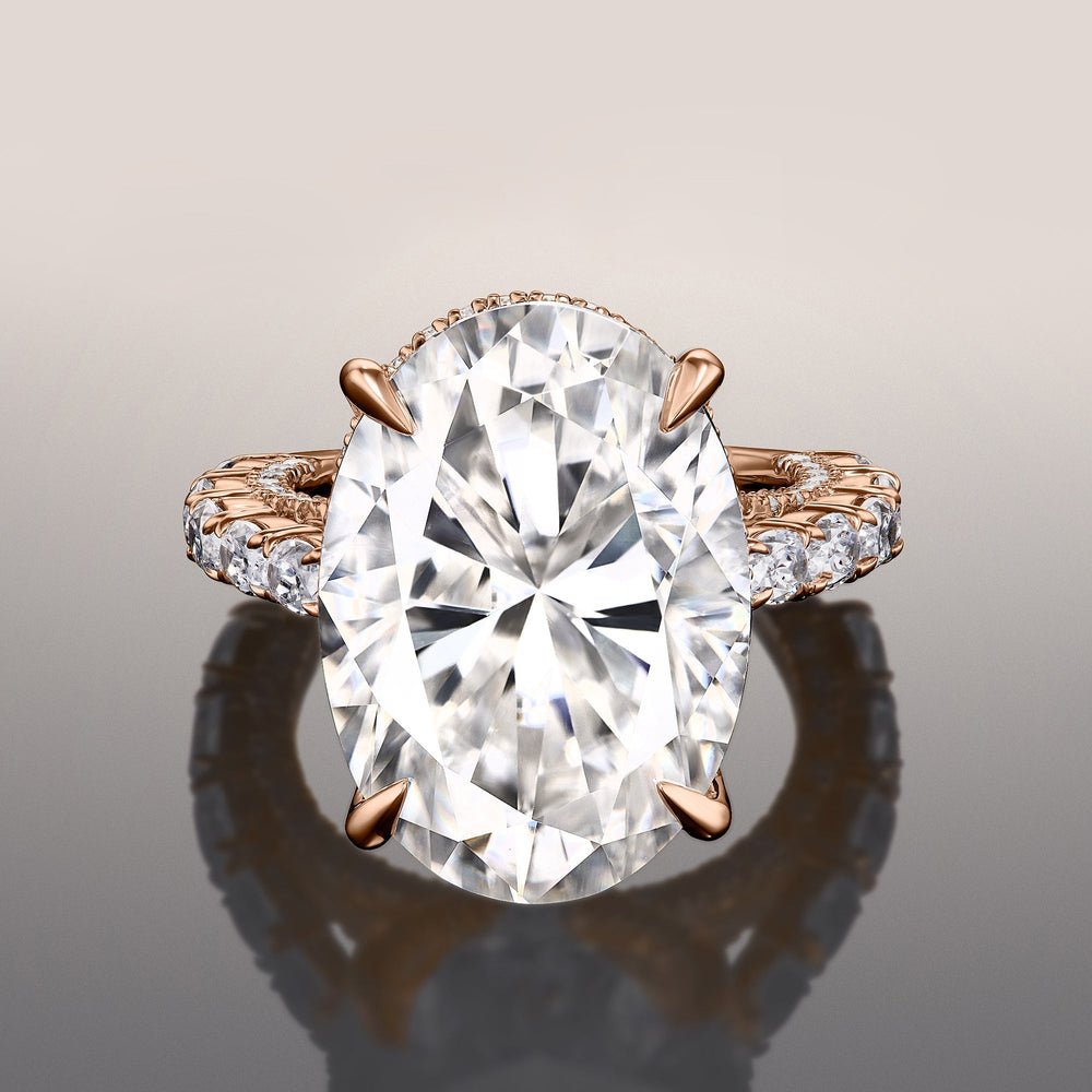 The Klimt Ring with Oval Cut Diamond in 14KT Rose Gold view 1
