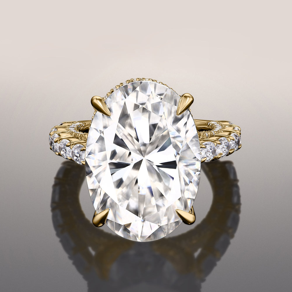 The Klimt Ring with Oval Cut Diamond in 14KT Yellow Gold view 1
