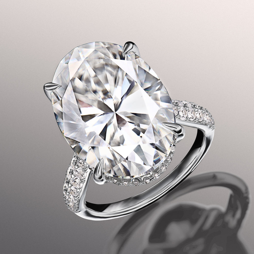 Oval Cut The Haring Ring with Lab Grown Diamond in 14KT White Gold view 3
