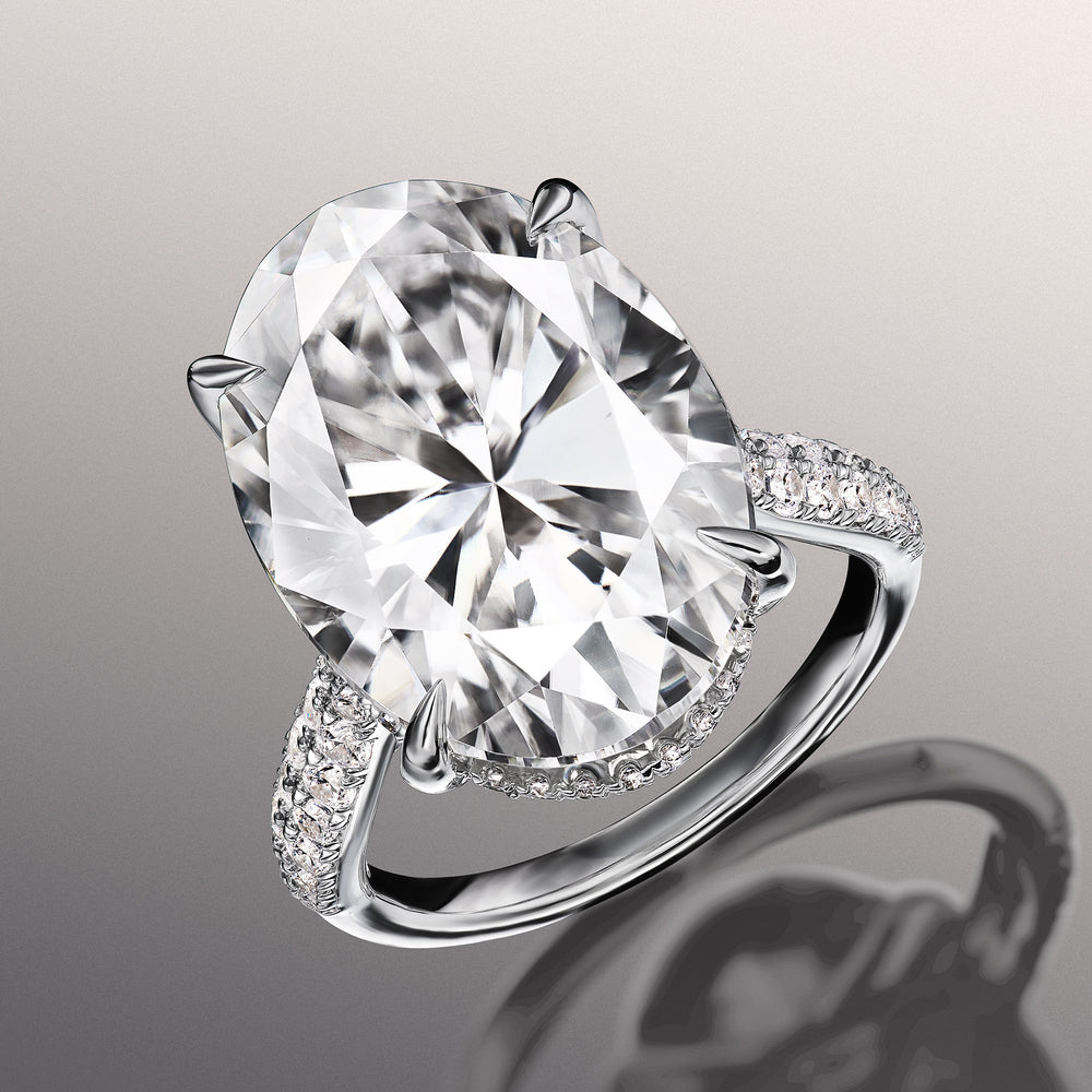 The Haring Reserve Rings with Oval Cut Diamond in 14KT Platinum view 3
