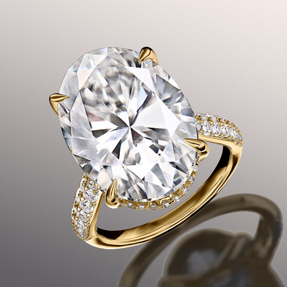 The Haring Ring with Oval Cut Diamond in 14KT Yellow Gold view 2

