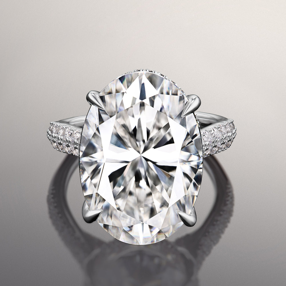 Oval Cut The Haring Ring with Lab Grown Diamond in 14KT White Gold view 1
