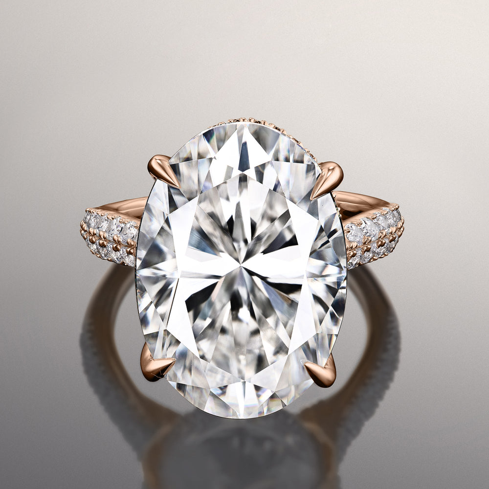 The Haring Ring with Oval Cut Diamond in 14KT Rose Gold view 1
