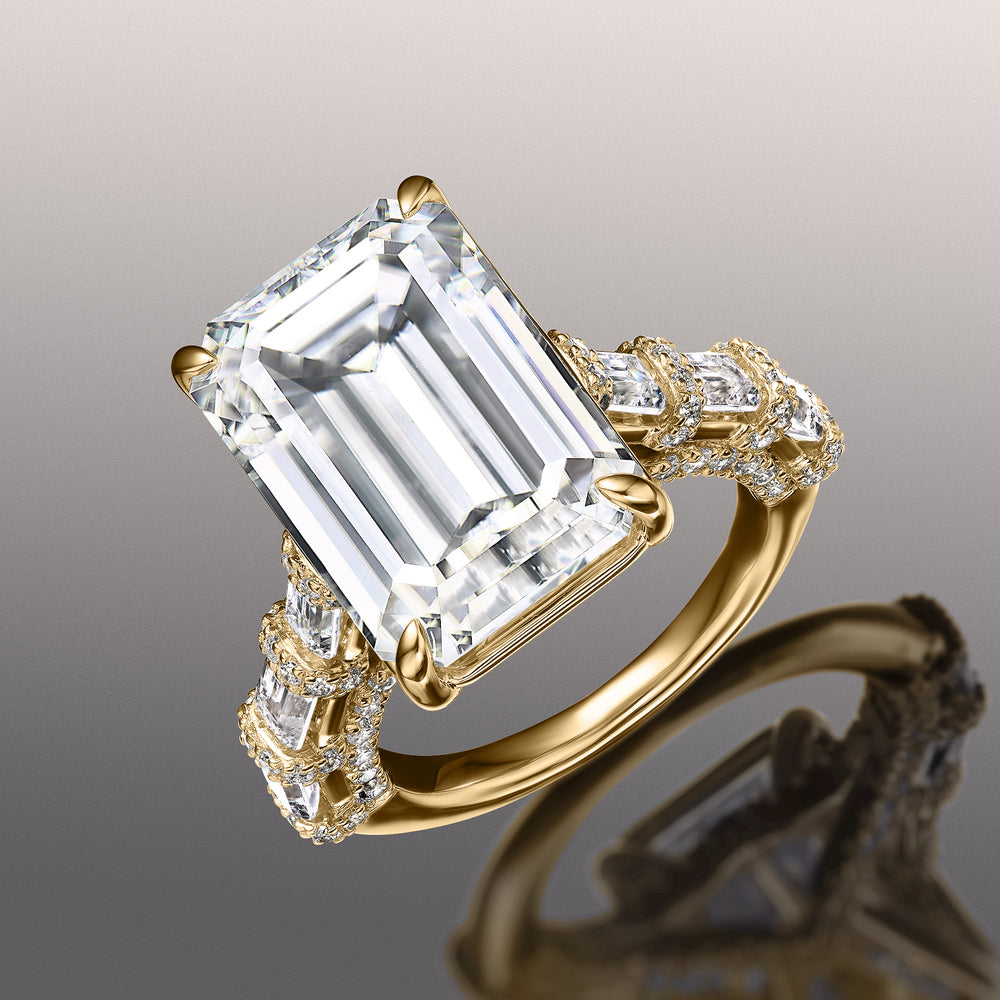 The Magritte Reserve Rings with Emerald Cut Diamond in 14KT Yellow Gold view 3
