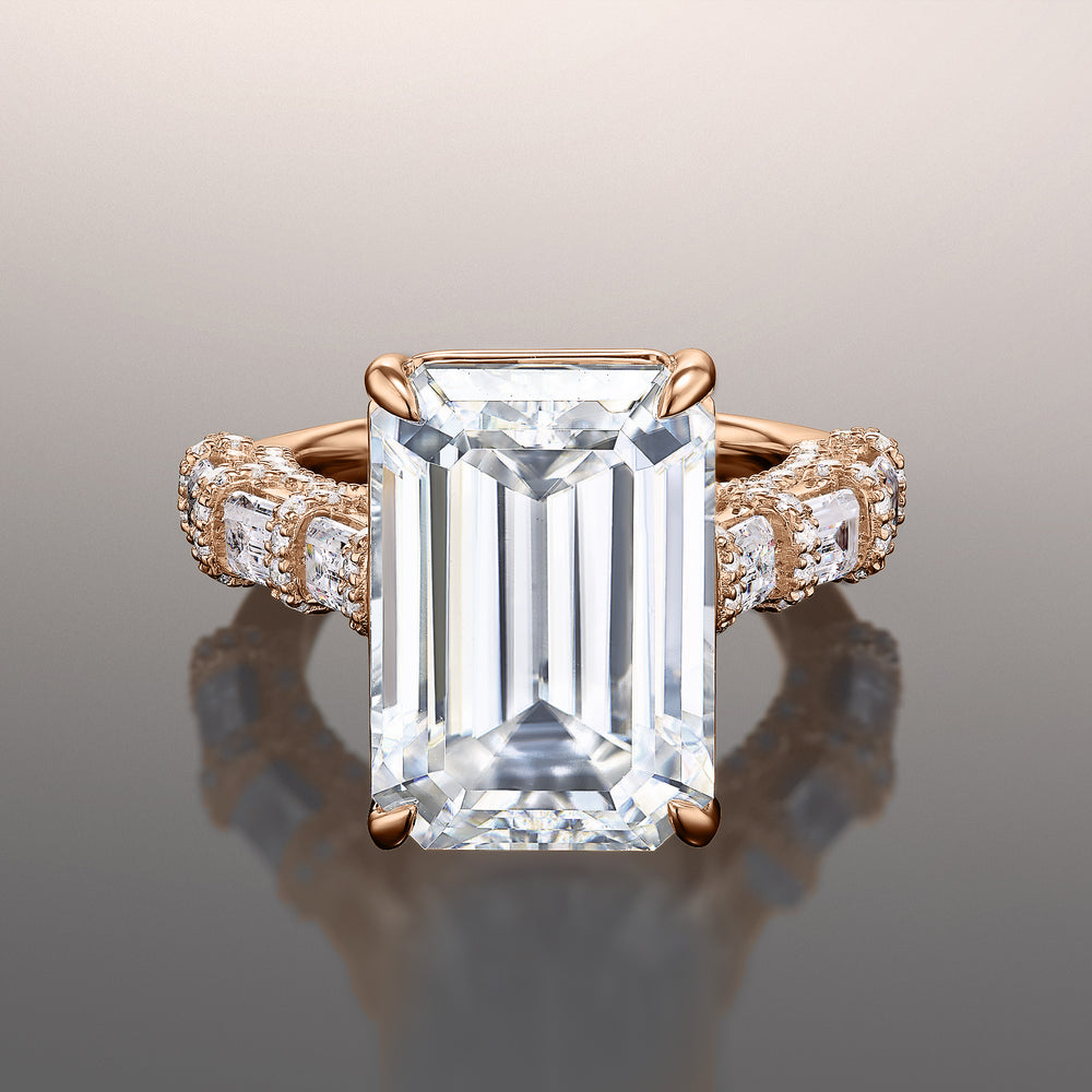 The Magritte Reserve Rings with Emerald Cut Diamond in 14KT Rose Gold view 1

