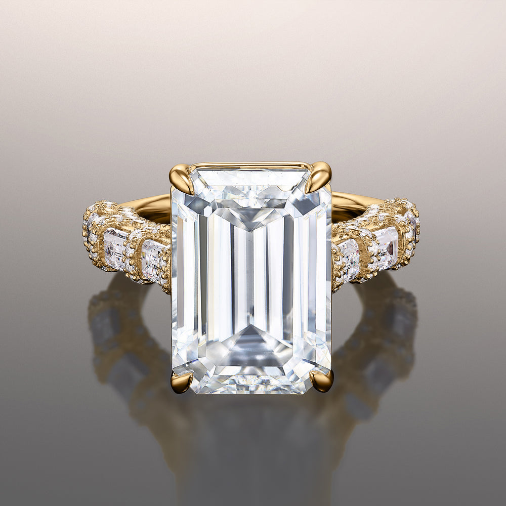 The Magritte Reserve Rings with Emerald Cut Diamond in 14KT Yellow Gold view 1
